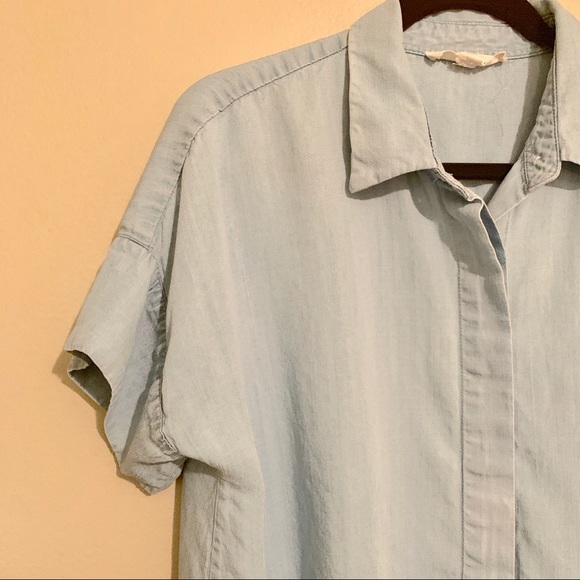 Lovestitch high low short sleeve button up cropped - Picture 4 of 5